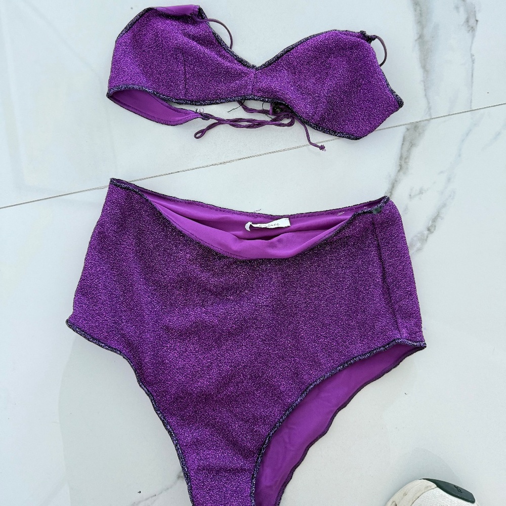 💜 Oséree Lumière Bikini – Purple Glitter (Lightly Worn)